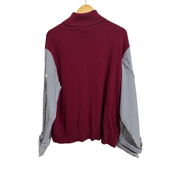 DEREK LAM 10 CROSBY Corinne Mix Media Turtleneck Sweater burgundy XXXL NEW $395 - Picture 8 of 8